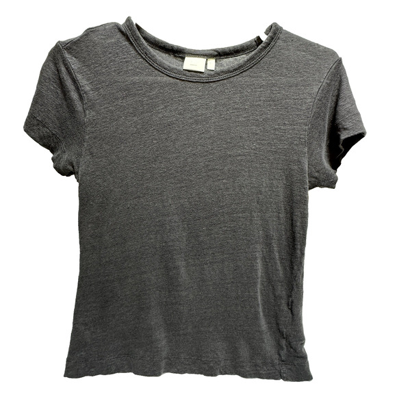 H&M Linen Tee Shirt Size M Grey Graphite Round Neck‎ Short Sleeve - Picture 1 of 6